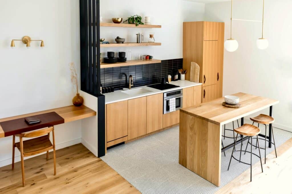 Kitchen and dining area in a modern apartment